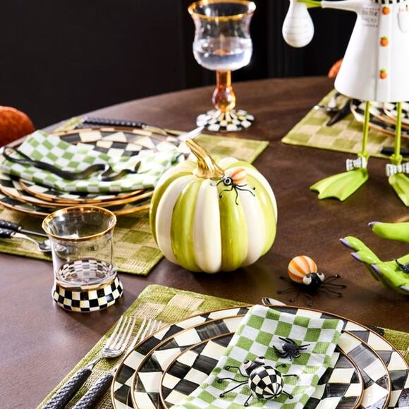 Mackenzie-Childs Fergal's Friend Spider on Small Moss Stripe Pumpkin NEW - Picture 3 of 5